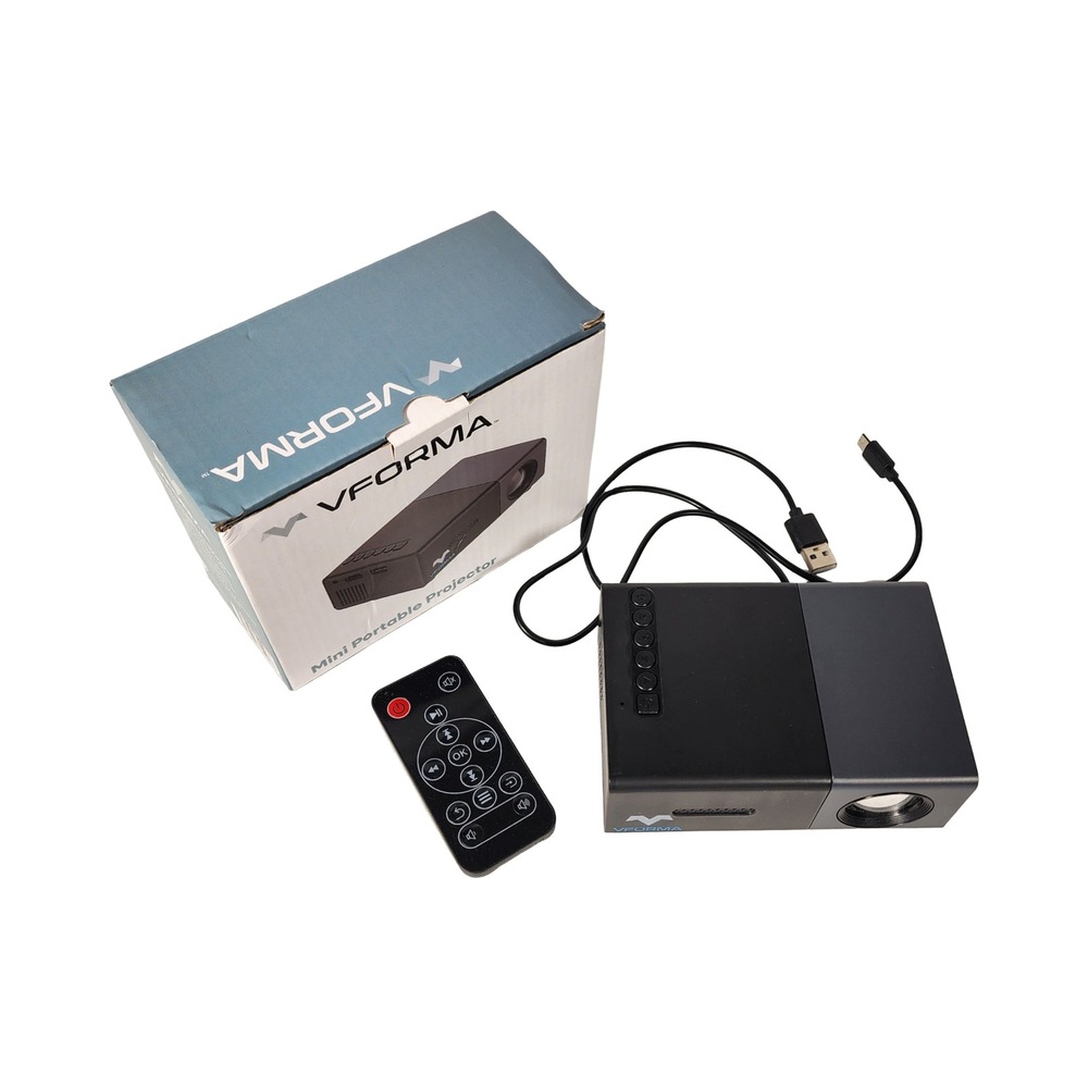 VFORMA Mini Portable Projector Black LED LCD USB-C Pocket Movie Projector Remote